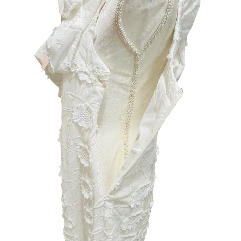 Abbey Glass Sutton Lace 3D Floral Ruffle One Shoulder Midi Dress White NWT $185 - Picture 11 of 14
